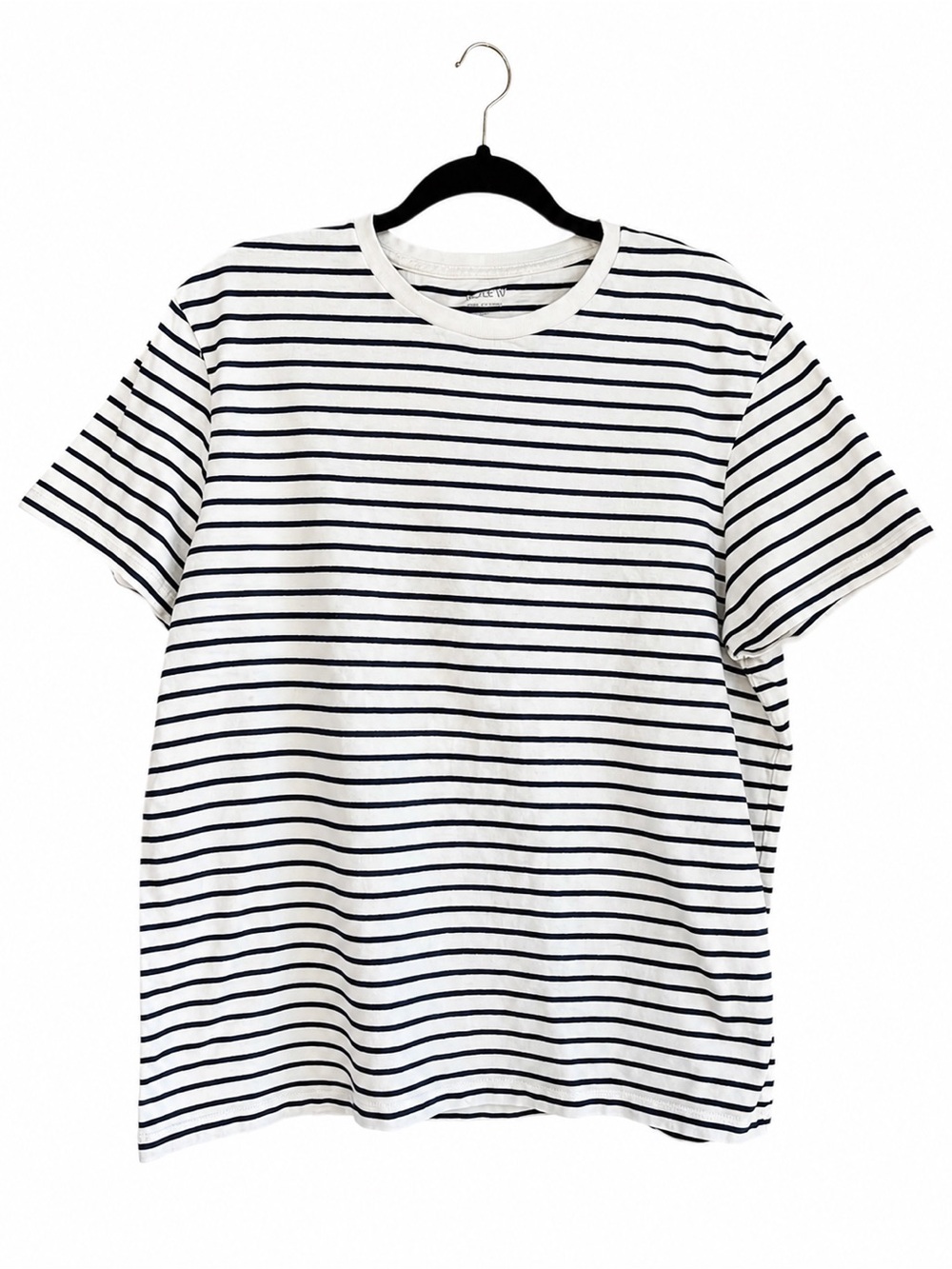 J.Crew Oversized Striped T-Shirt XL White Navy 100% Cotton Preppy Coastal